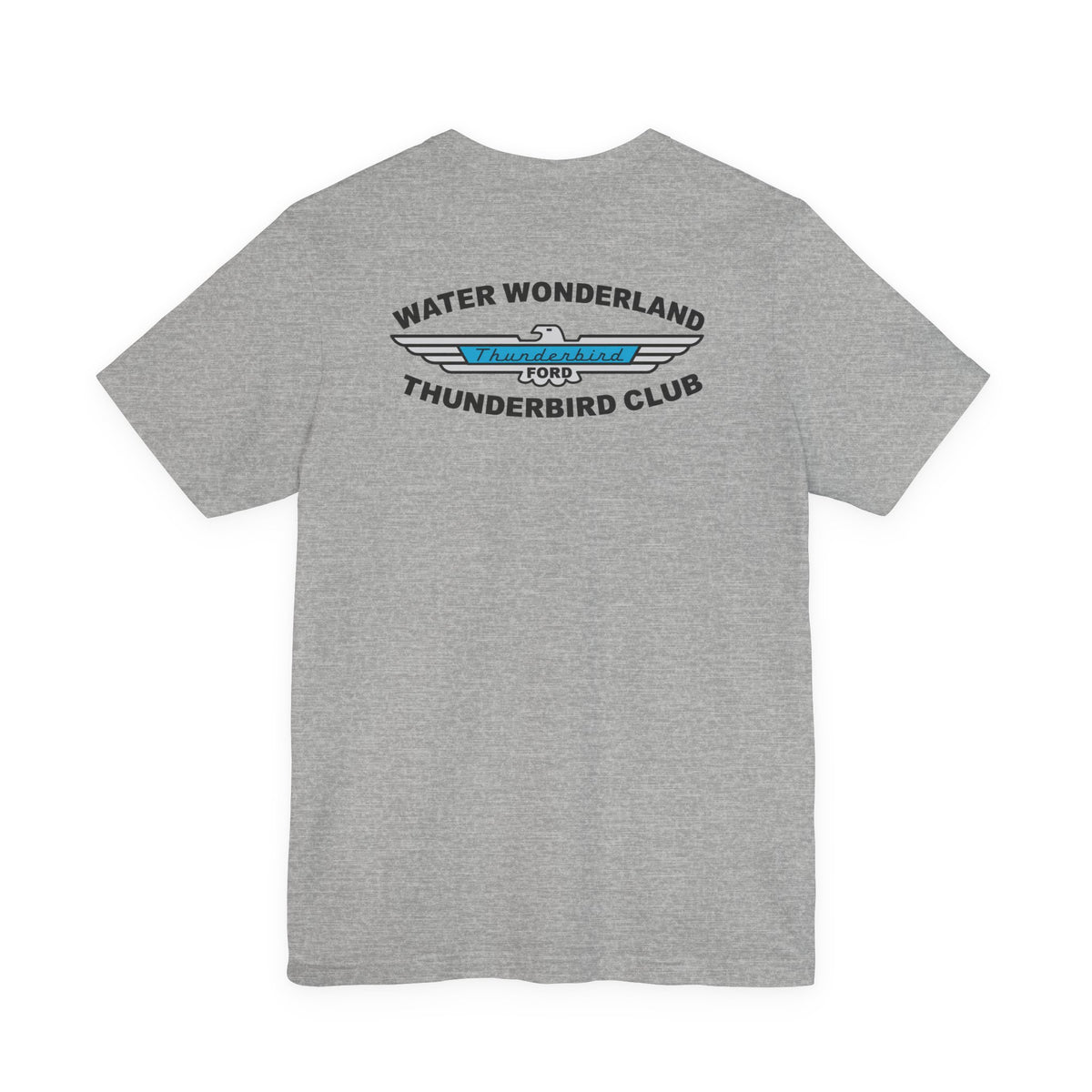 Water Wonderland Thunderbird Club T-Shirt Front and Back Logos – Unisex Soft Short Sleeve Tee