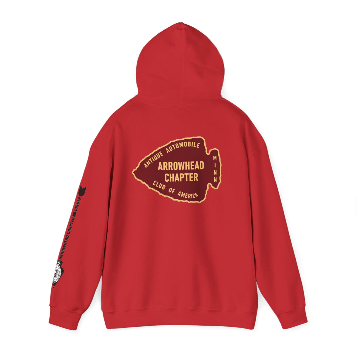 Arrowhead Chapter AACA Club Hoodie — "I'd Rather Be in My Antique Car" plus Sleeve and Back Images
