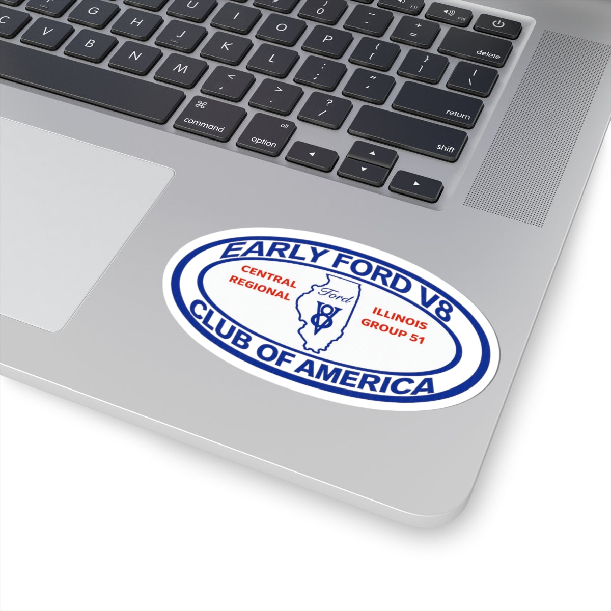 Early Ford V8 Club of America Oval Sticker — Central Illinois Group 51 Kiss-Cut
