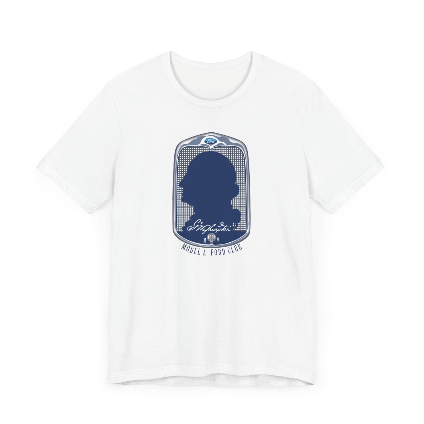 George Washington Model A Ford Club (front blue logo) Unisex Jersey Short Sleeve Tee