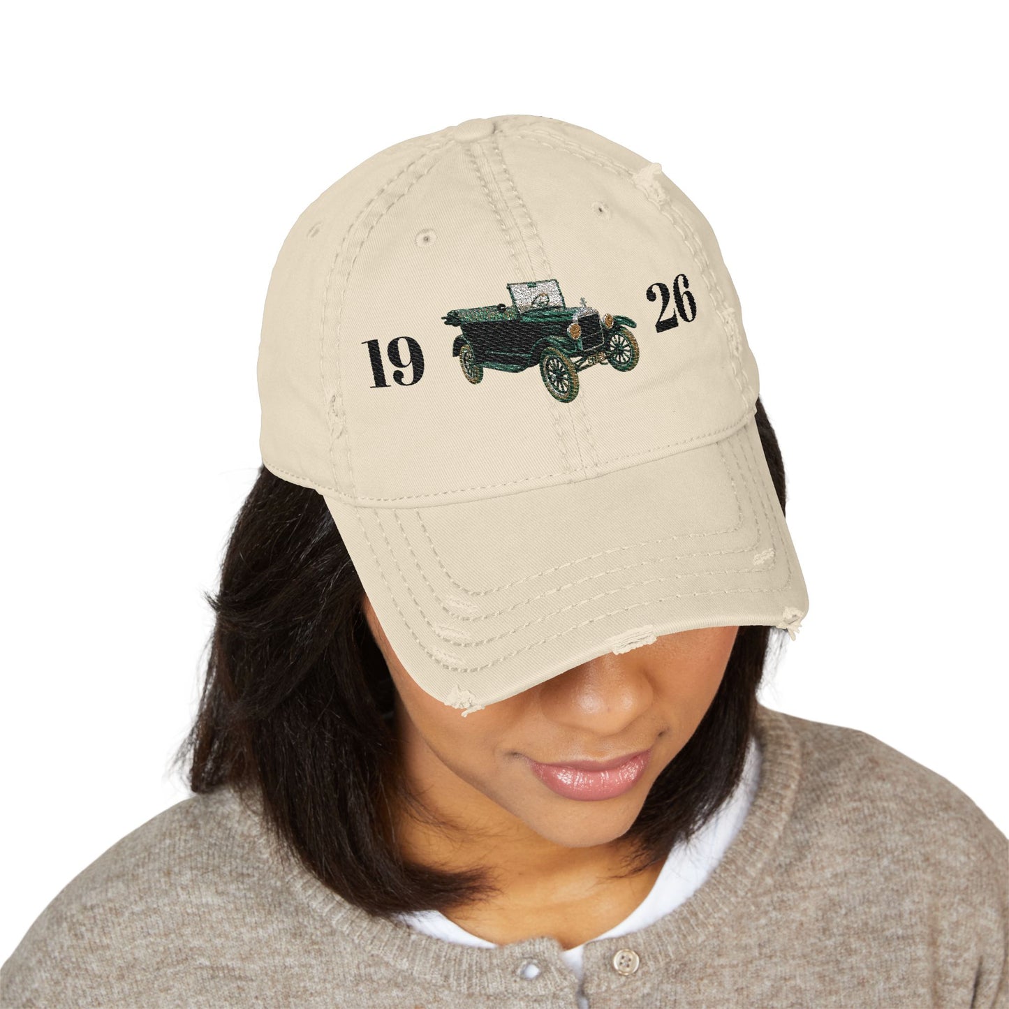 1926 Model T Ford Touring with the top-down Embroidered Dad Hat — Distressed Classic Baseball Cap