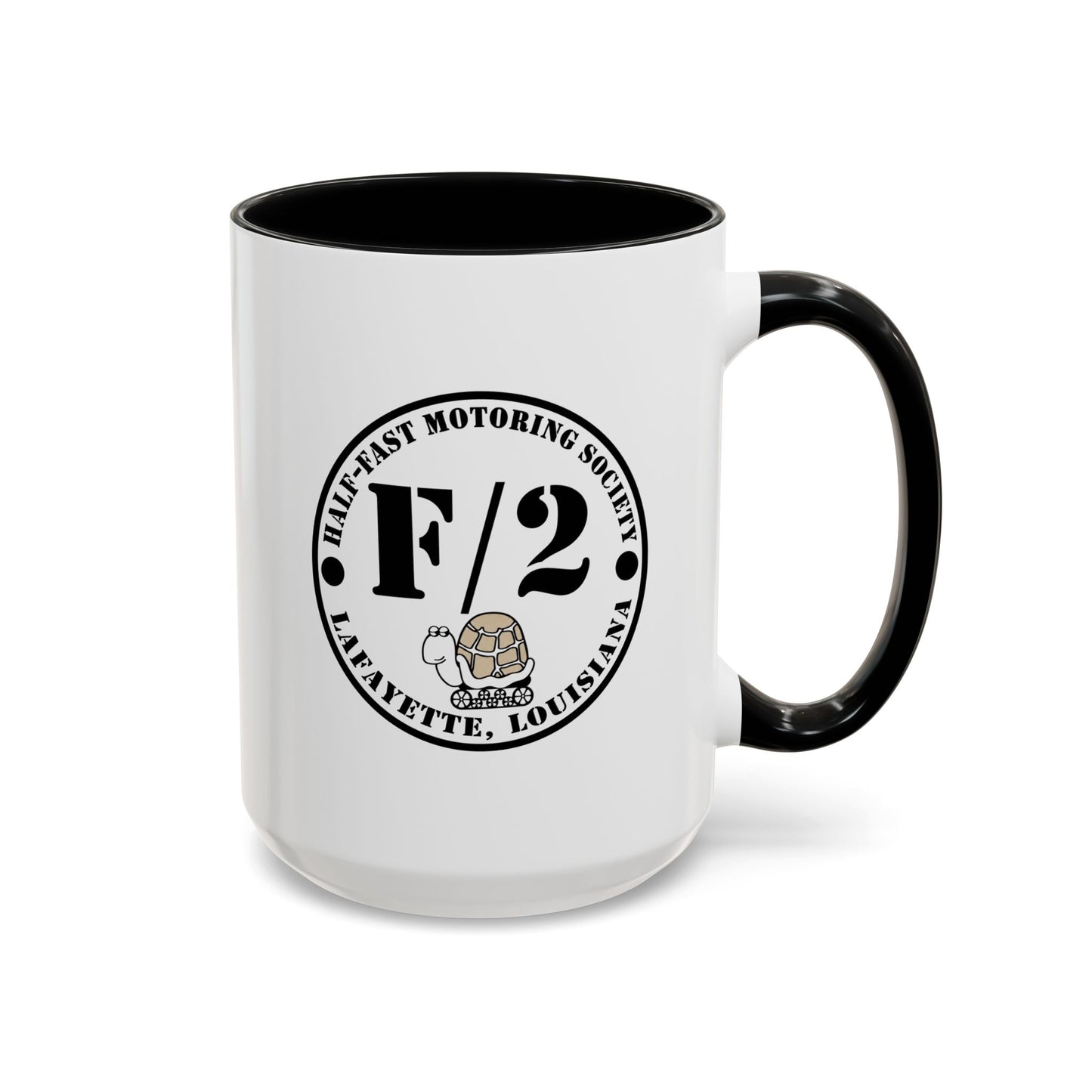 F/2 Half-Fast Motoring Society Accent Coffee Mug — Lafayette, Louisiana Emblem (11/15oz)