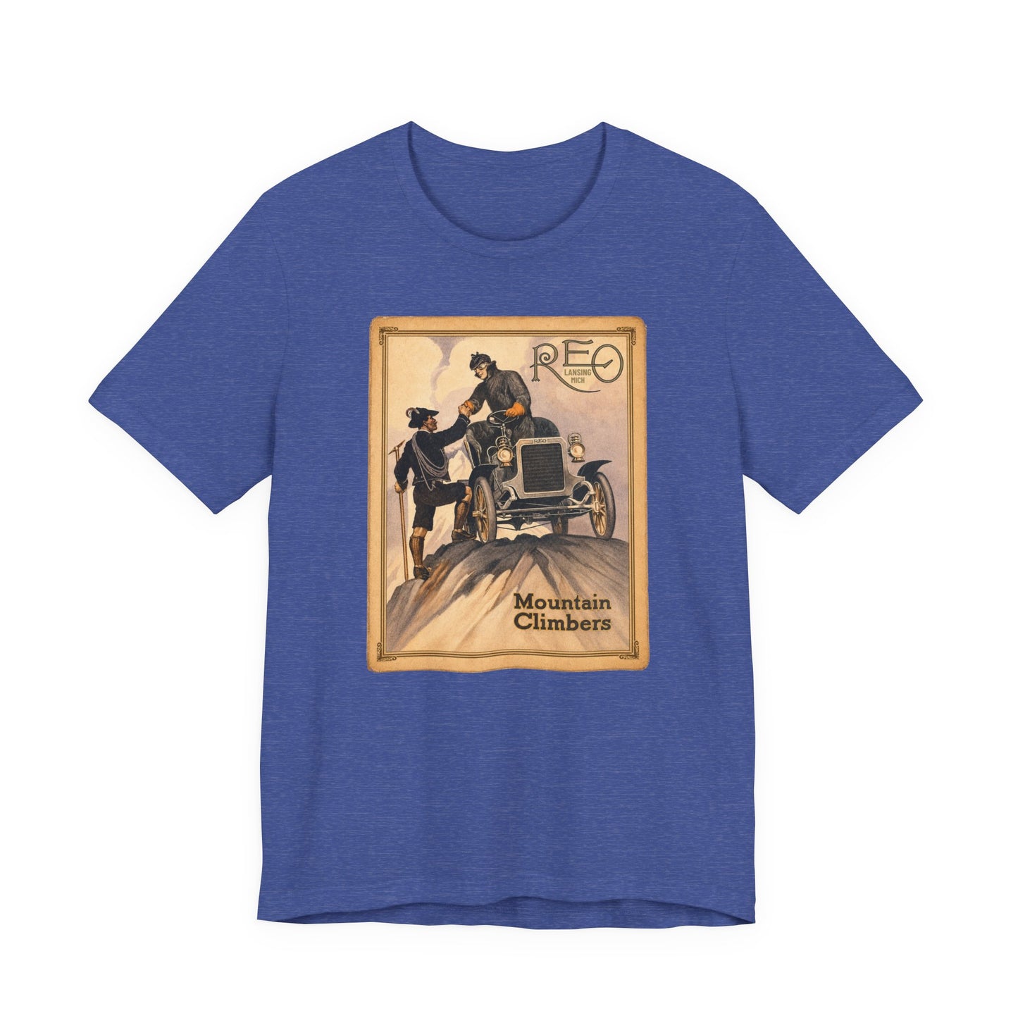 REO Lansing Michigan Mountain Climbers T-Shirt - Unisex Soft Short Sleeve Tee