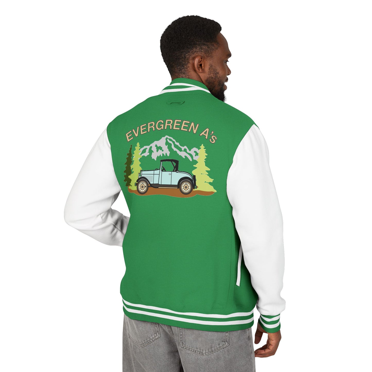 Evergreen A’s Mountain Jeep Letterman Jacket