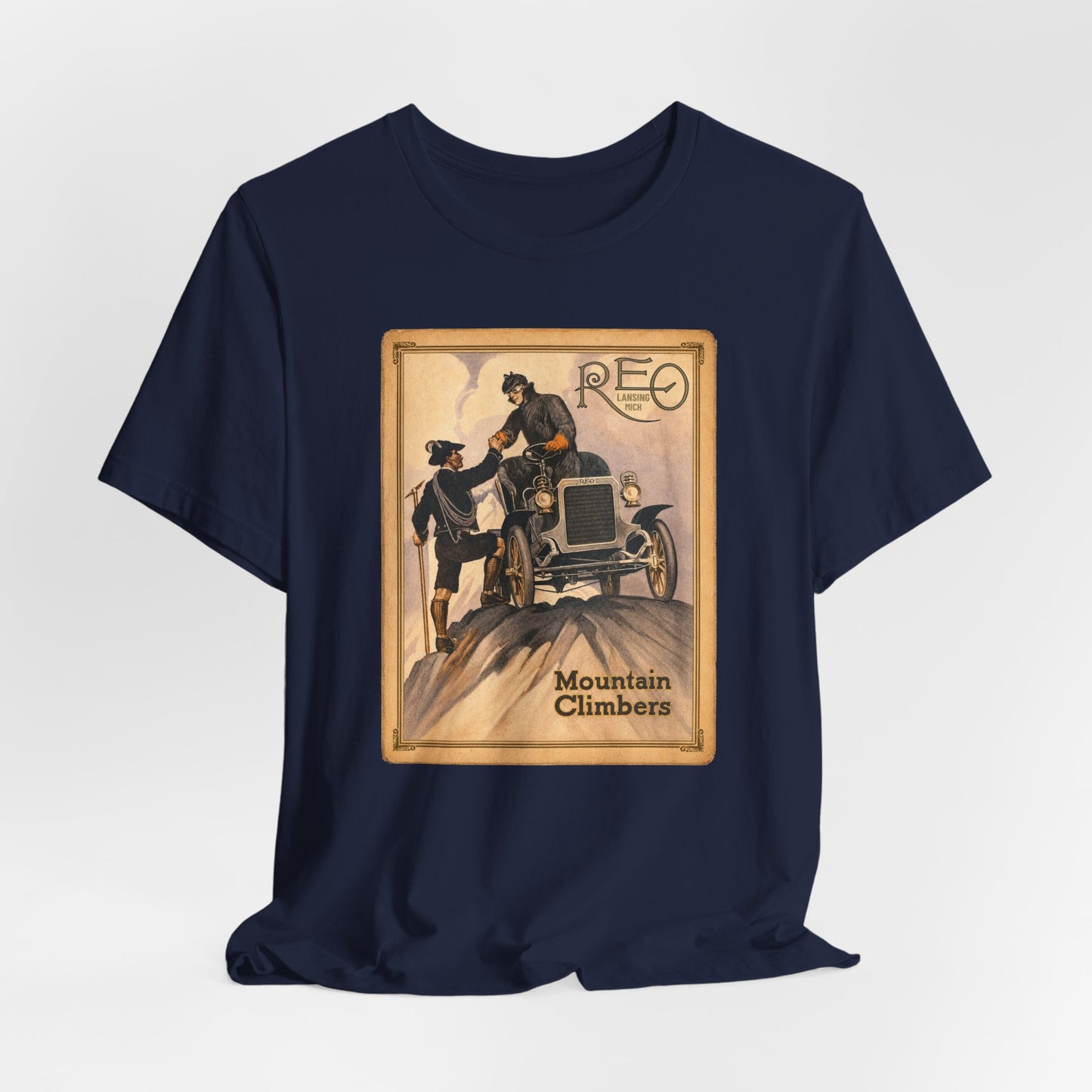REO Lansing Michigan Mountain Climbers T-Shirt - Unisex Soft Short Sleeve Tee