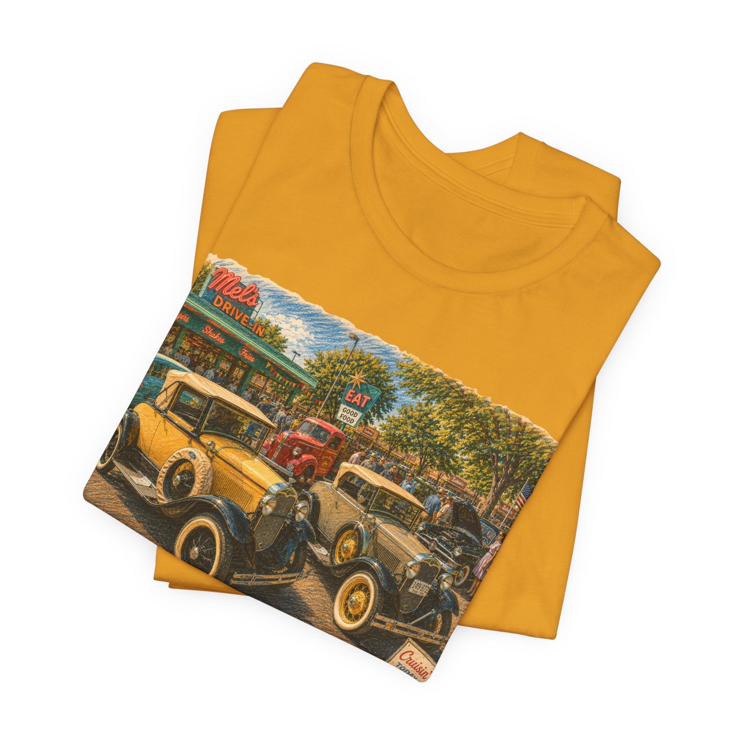 Mel's Drive-In Car Show T-Shirt — Unisex Jersey Short Sleeve Tee