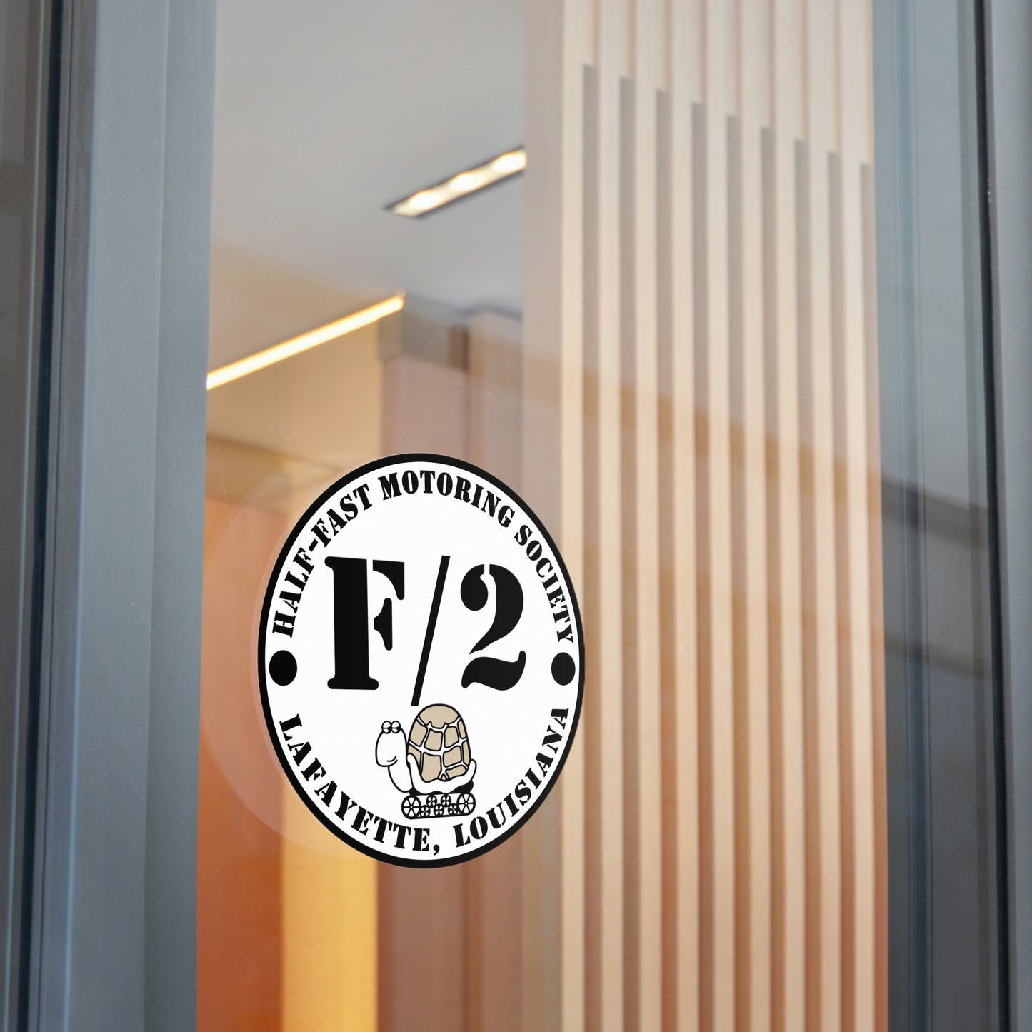 Half-Fast Motoring Society Round Sticker — Lafayette Louisiana