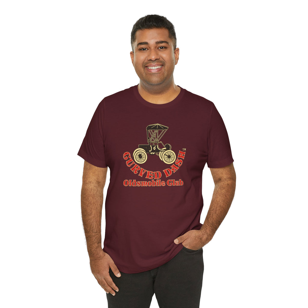 Curved Dash Oldsmobile Club Vintage Car T-Shirt - Unisex Soft Short Sleeve Tee