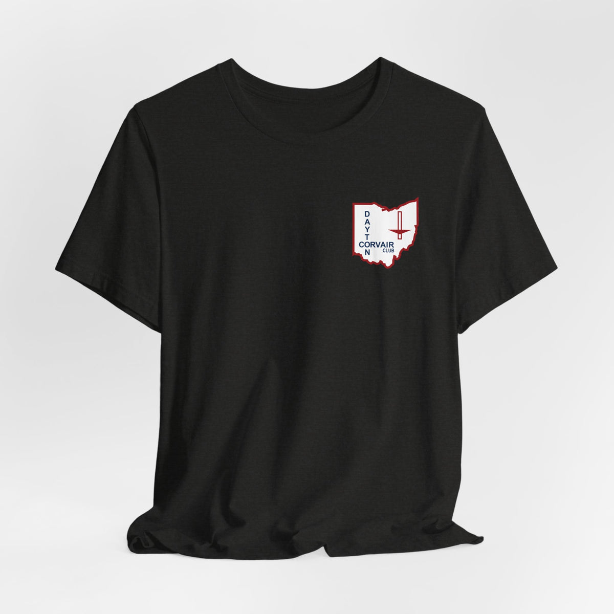 Dayton Corvair Club T-Shirt Unisex Jersey Short Sleeve Tee - Front and Back Logos