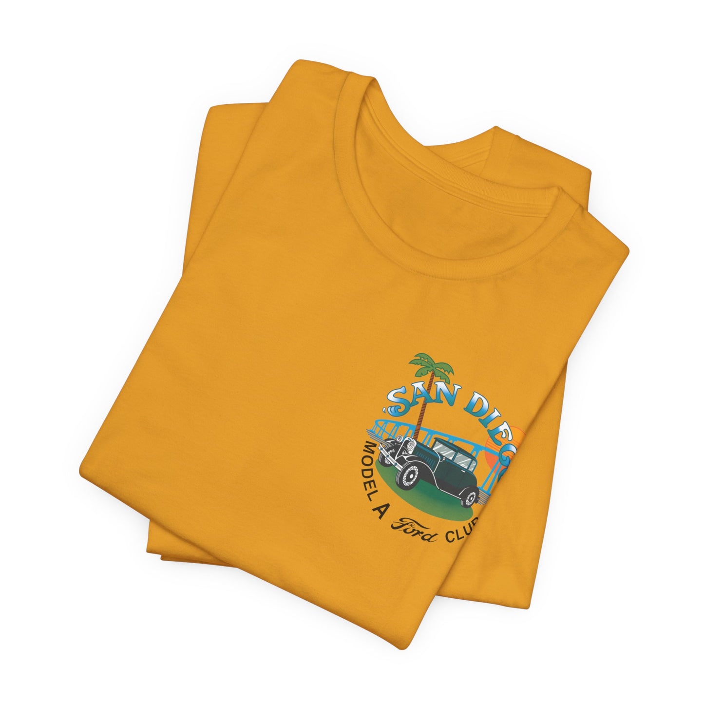 San Diego Model A Ford Club Tee — Small Logo on Chest and Large Logo on Back
