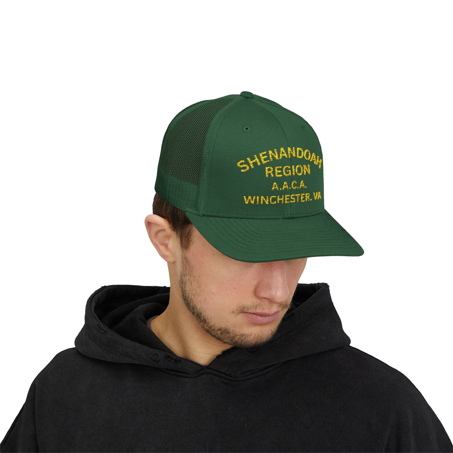 Shenandoah Region Embroidered Trucker Cap — "Shenandoah Region A.A.C.A. Winchester, VA" Mesh Snapback