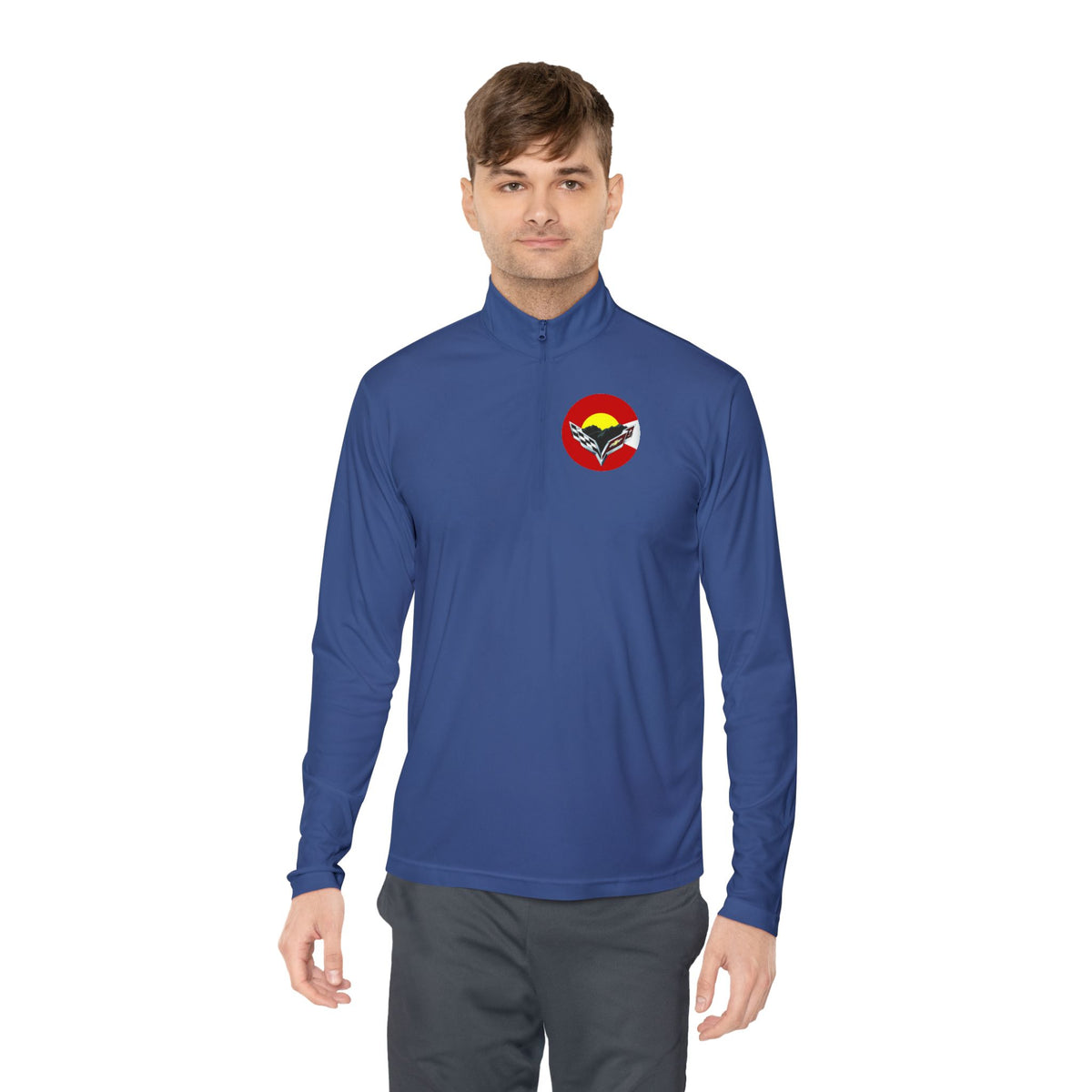 Central Colorado Corvette Club Quarter-Zip Pullover — Printed Direct to Film Logos on Front and Back