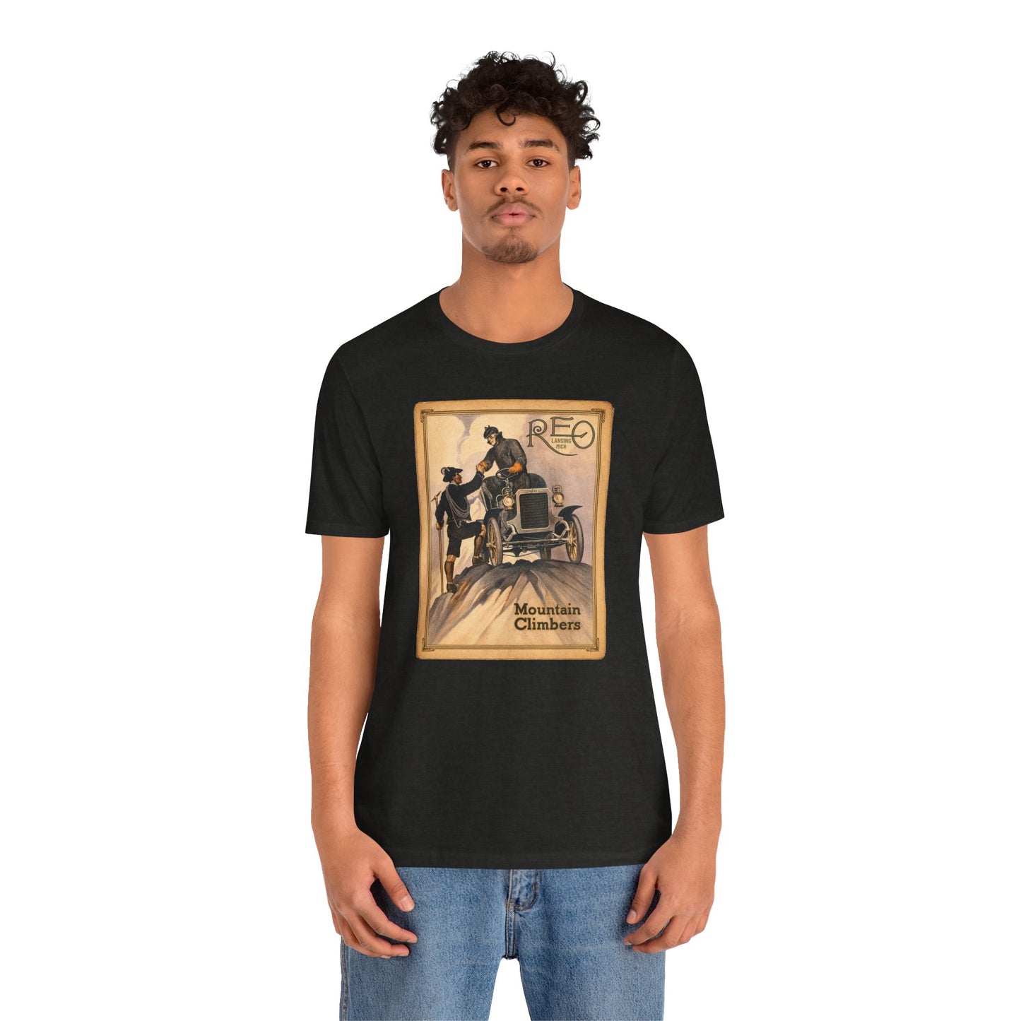 REO Lansing Michigan Mountain Climbers T-Shirt - Unisex Soft Short Sleeve Tee