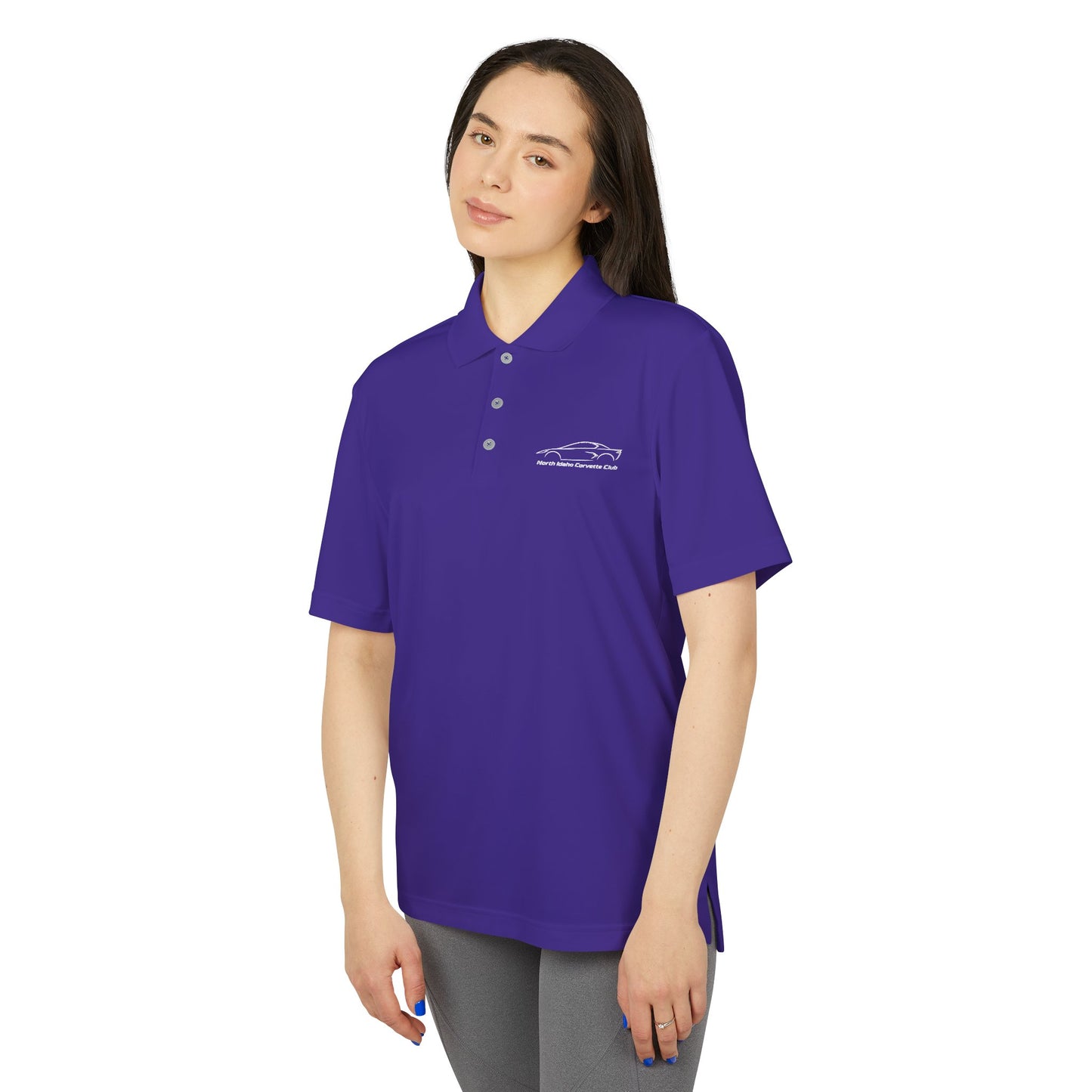 North Idaho Corvette Club White Embroidered Polo — adidas Unisex Performance Polo
