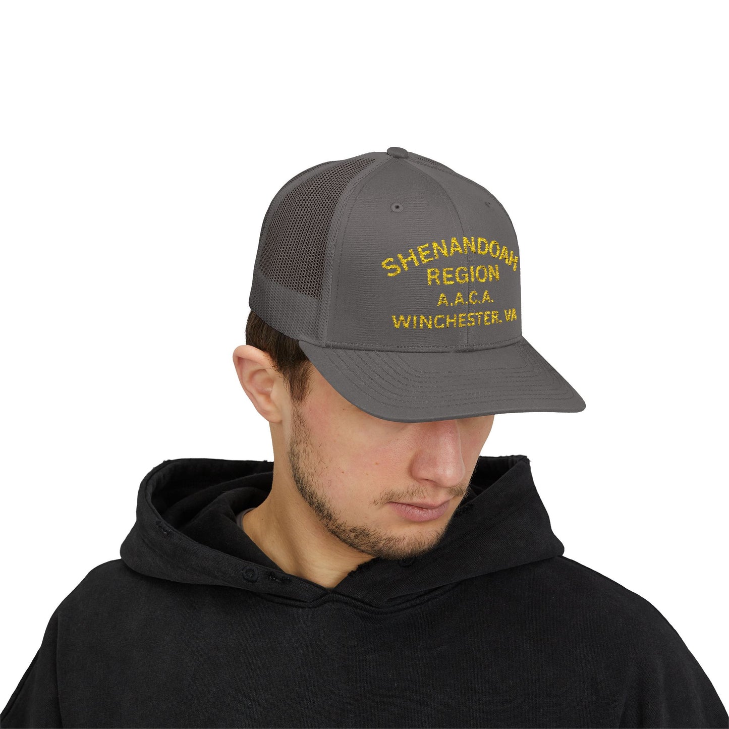Shenandoah Region Embroidered Trucker Cap — "Shenandoah Region A.A.C.A. Winchester, VA" Mesh Snapback