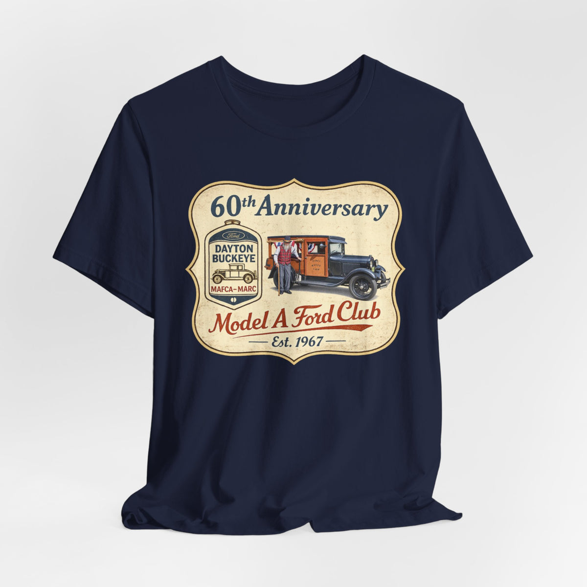Dayton Buckeye Model A Ford Club 60th Anniversary Tee (Piney Wood Farm) - Unisex Soft Short Sleeve Tee