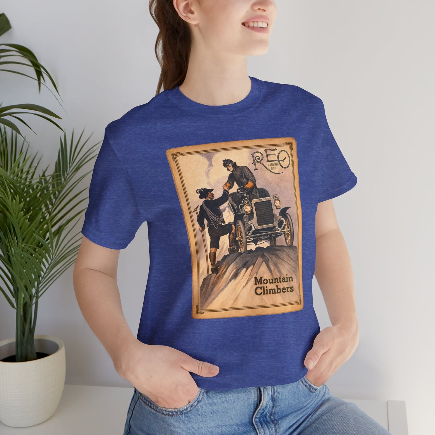 REO Lansing Michigan Mountain Climbers T-Shirt - Unisex Soft Short Sleeve Tee