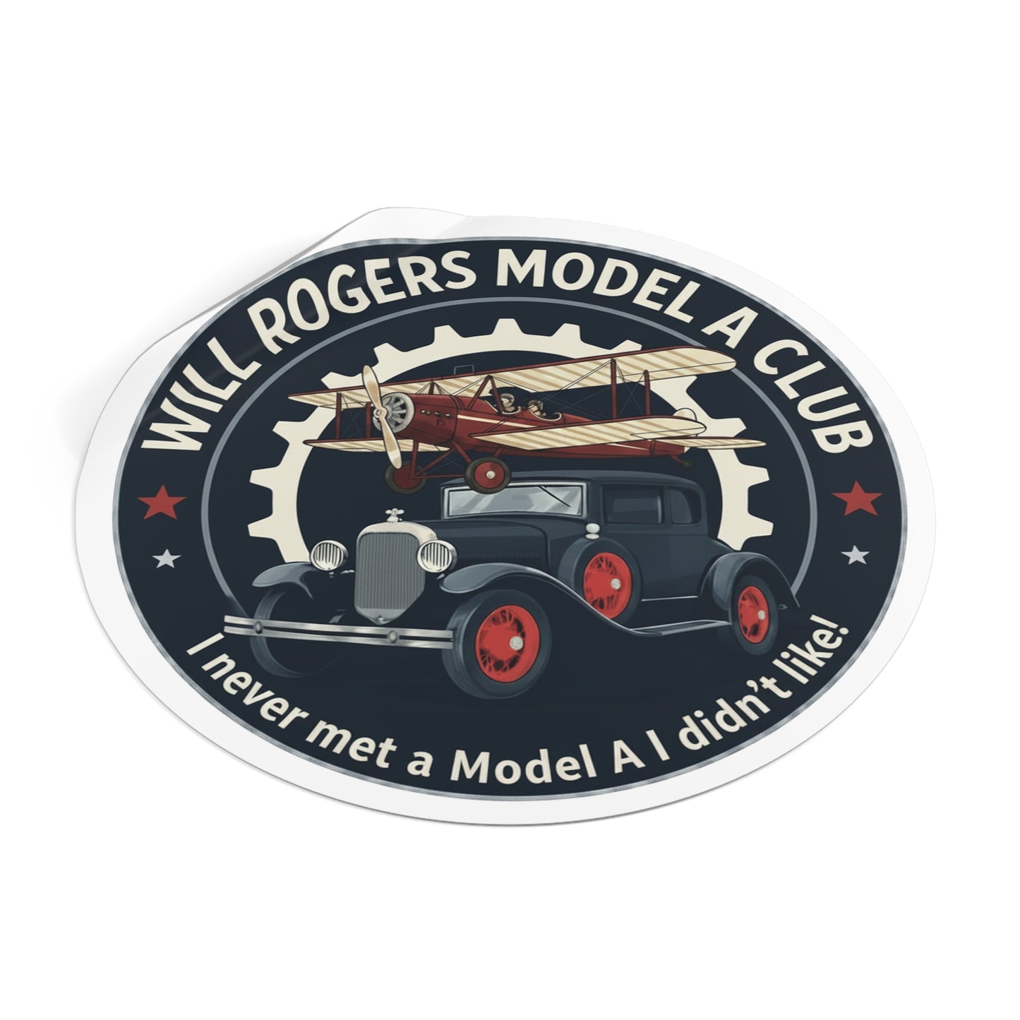 Will Rogers Model A Club Round Vinyl Sticker — Great for your Model A windshield!