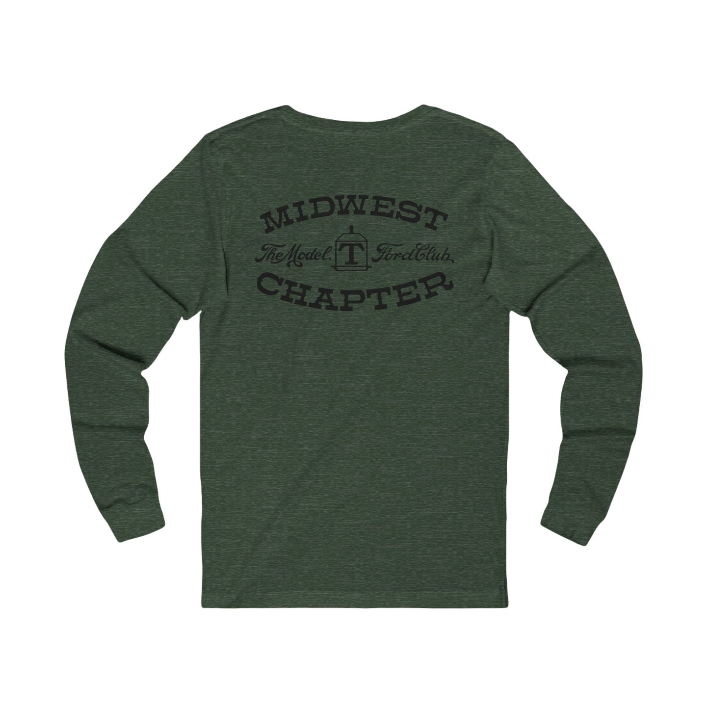 Midwest Chapter - The Model T Ford Club (front and back logos) Unisex Long Sleeve Tee | Casual Comfort for Model T Enthusiasts