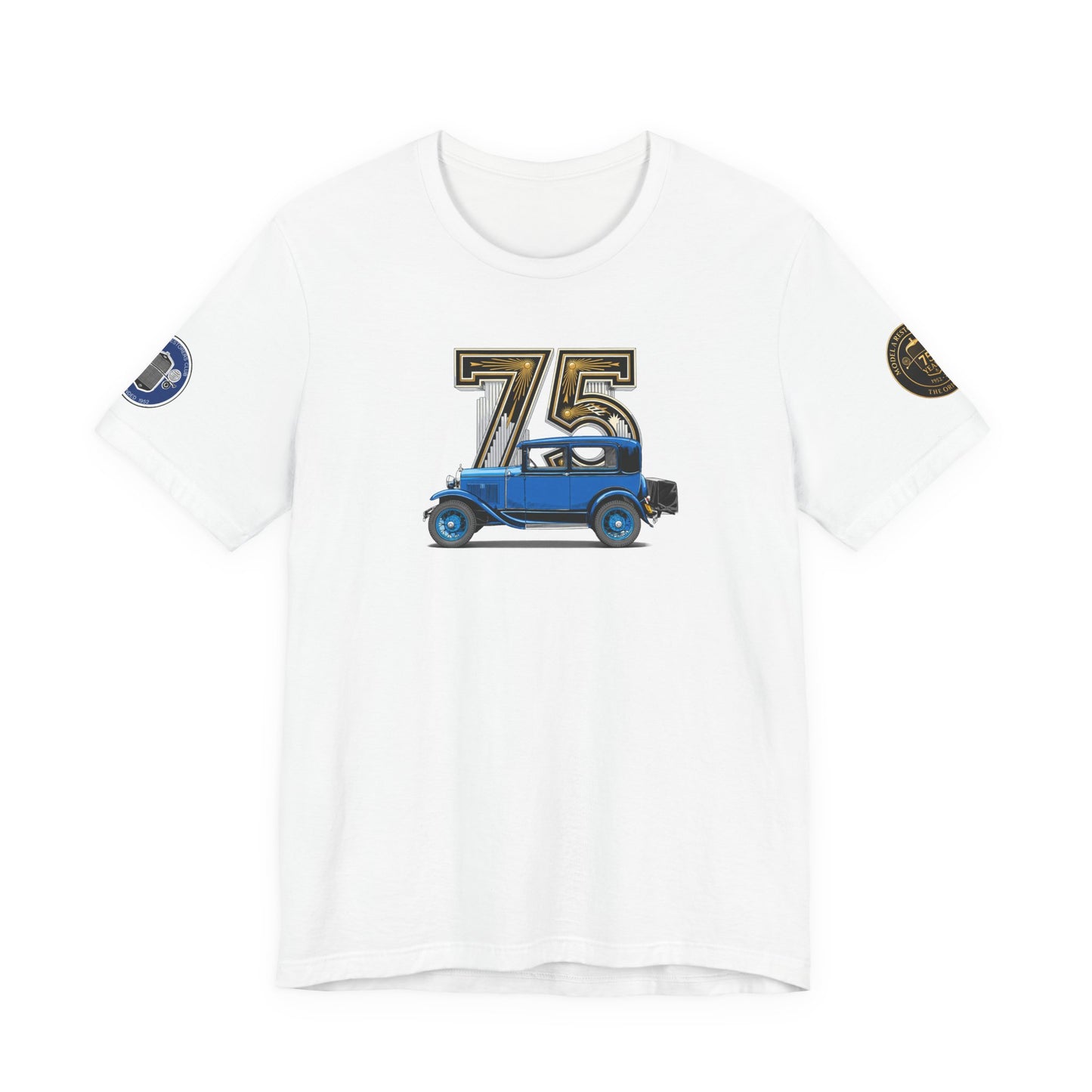 MARC 75th Anniversary T-shirt with blue sedan and MARC logos on both sleeves