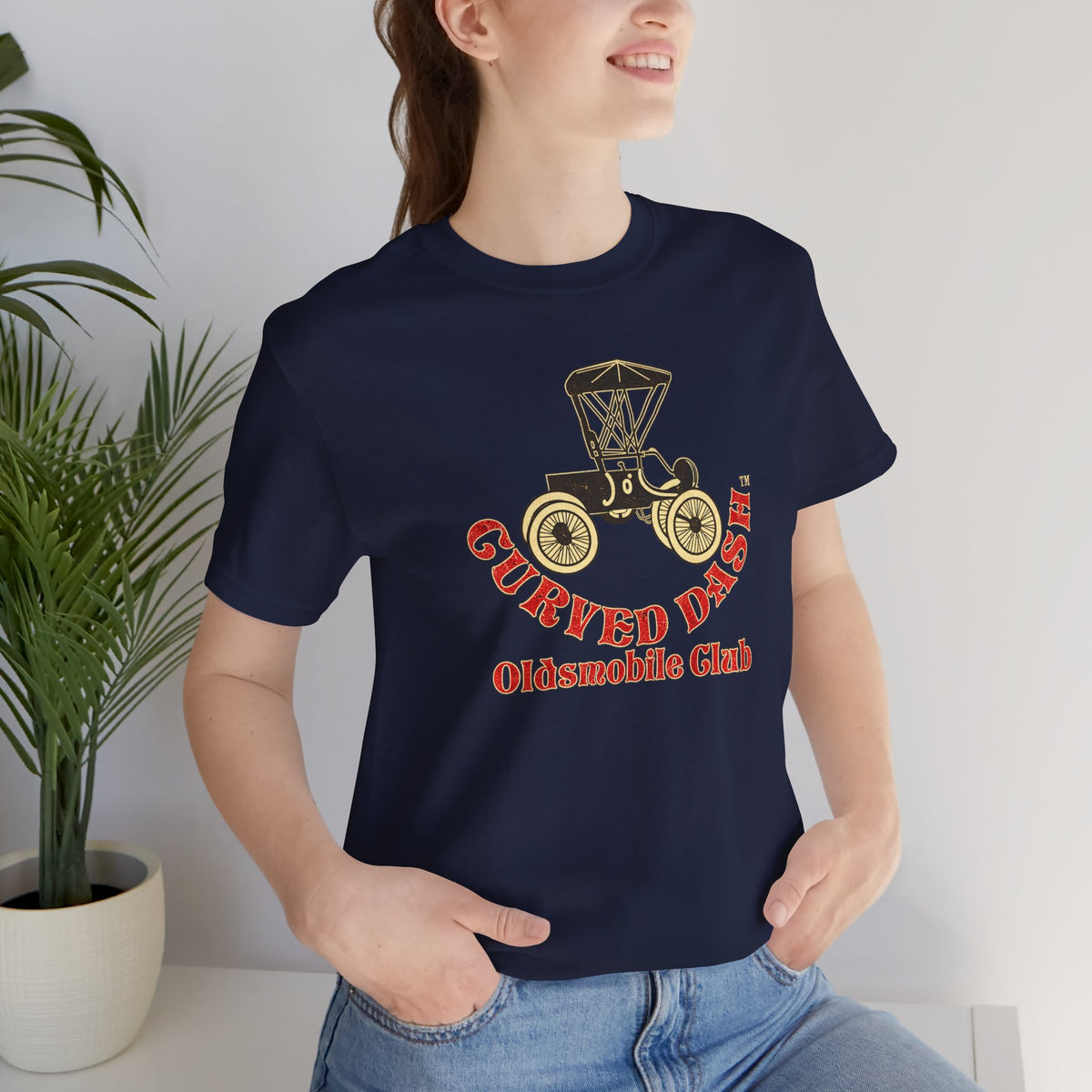 Curved Dash Oldsmobile Club Vintage Car T-Shirt - Unisex Soft Short Sleeve Tee