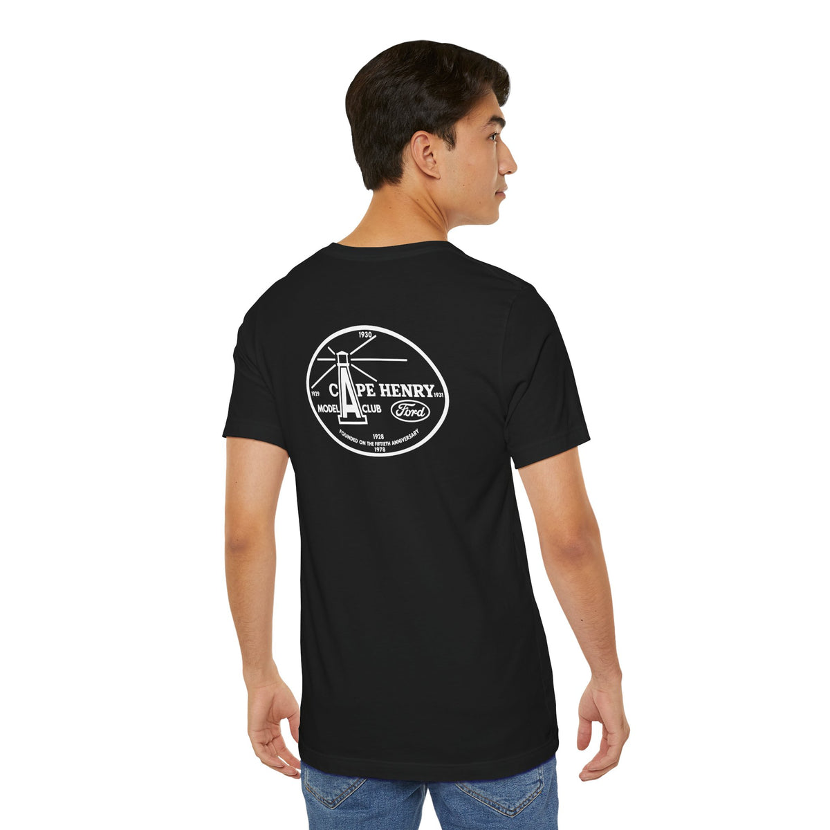 Cape Henry Model A Club Unisex Soft Short Sleeve Tee - Front and Back Logos