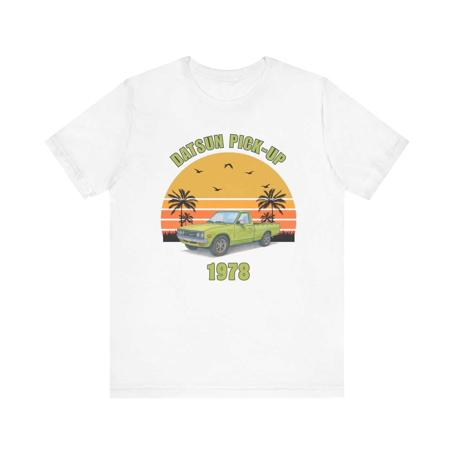 1978 Datsun Pickup Tee — Retro Sunset Palm Beach Truck Shirt