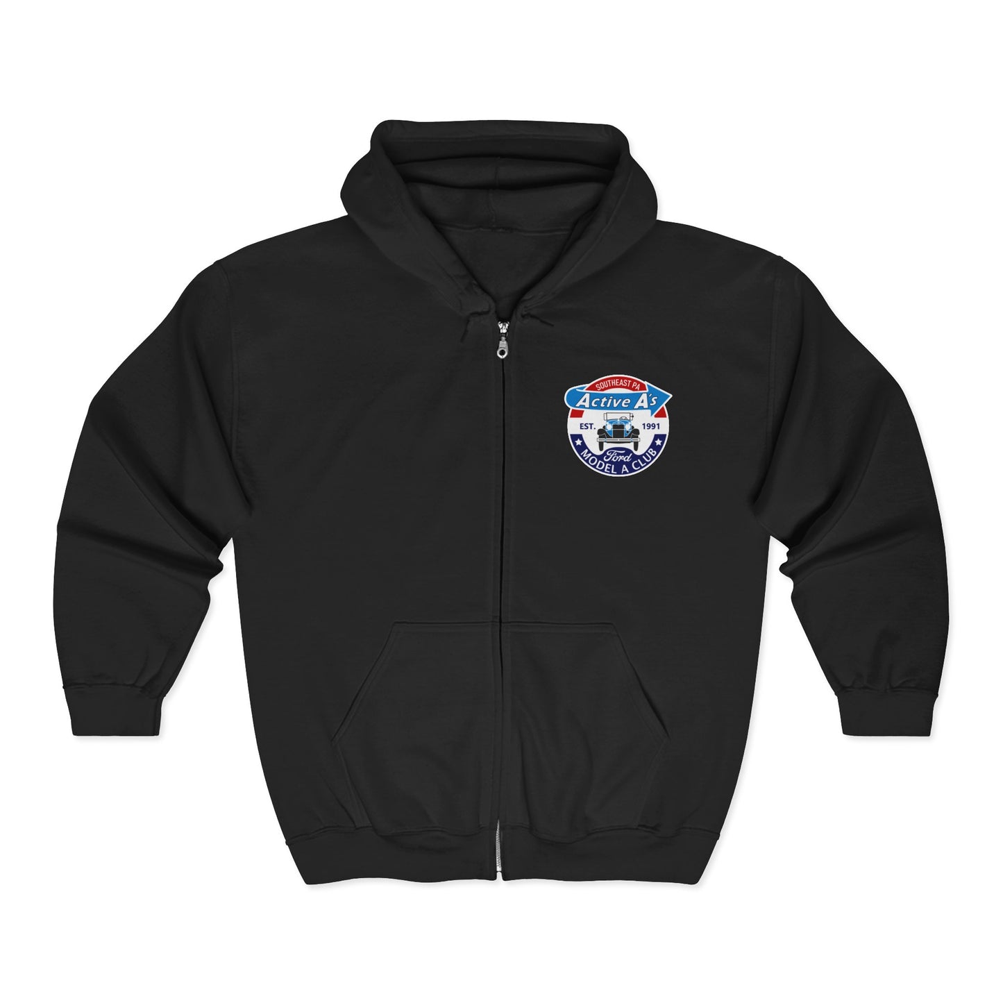 Active A's Ford Model A Club Zip Hoodie (Printed front and back logo)