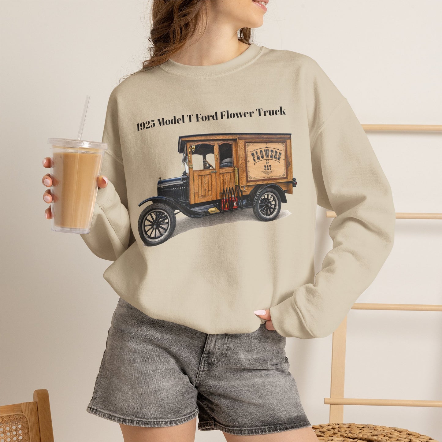 1925 Model T Ford Flower Delivery Truck Sweatshirt (DanS) - Unisex Heavy Blend™ Crewneck Sweatshirt