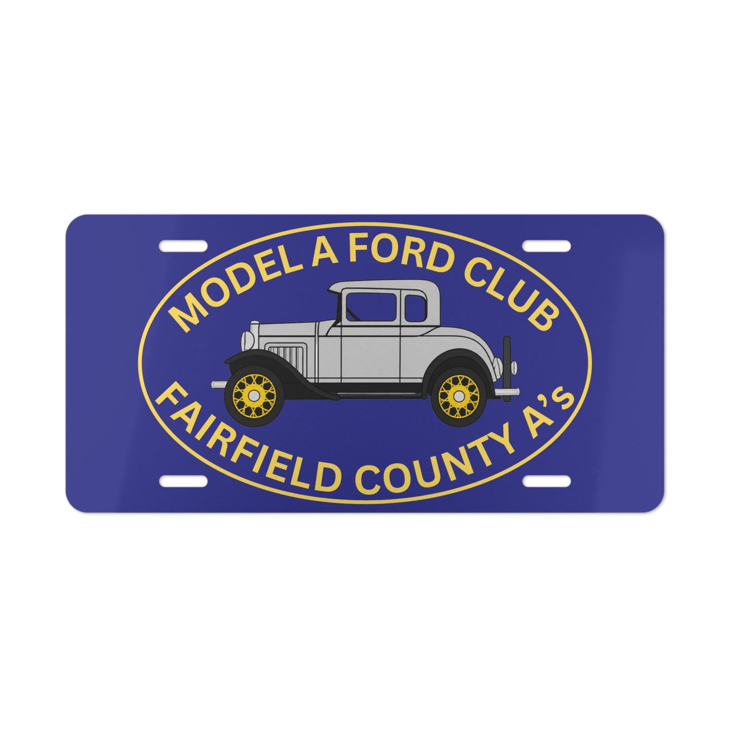Fairfield County A's Model A Ford Club Vanity License Plate – "Fairfield County A's" Classic Car Emblem