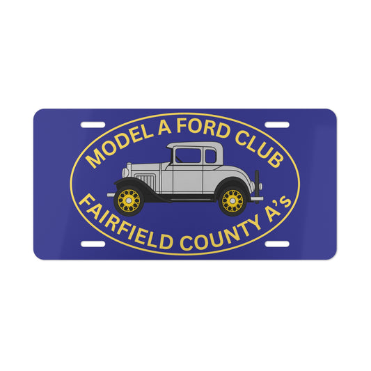 Fairfield County A's Model A Ford Club Vanity License Plate – "Fairfield County A's" Classic Car Emblem