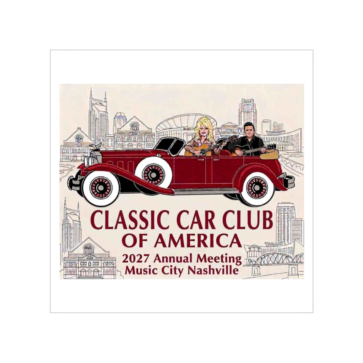 Classic Car Club of America Nashville 2027 Sticker (Transparent Outdoor, Square)