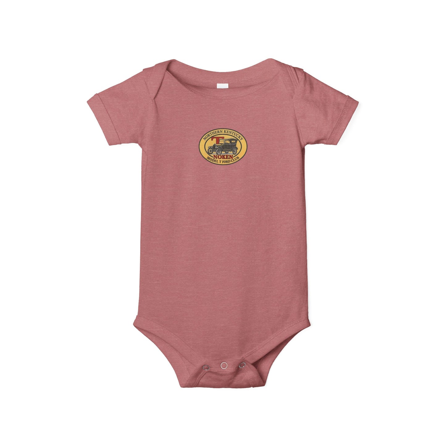 Infant Onesie with NoKen Model T Club logo - Baby Adventure Bodysuit