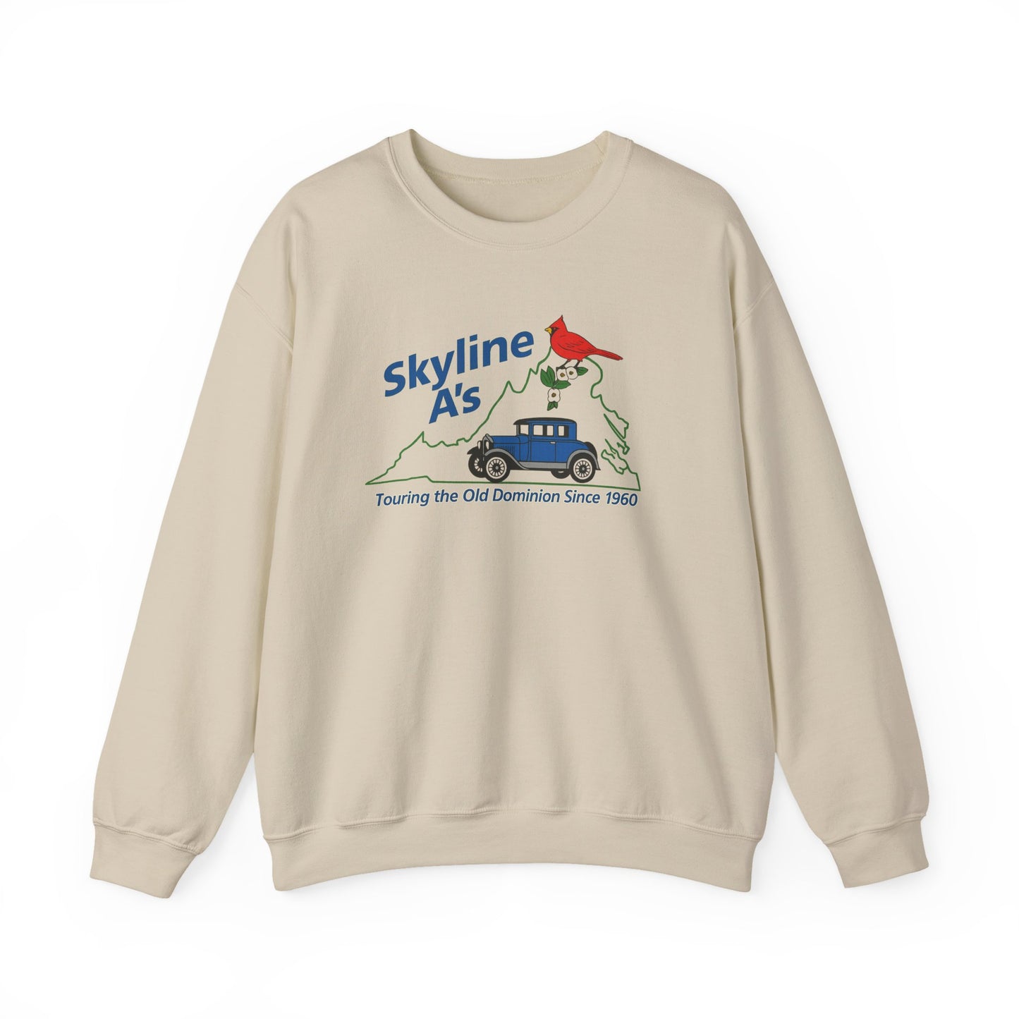 Skyline A's Crewneck Sweatshirt – Vintage Roadtrip Cardinal Tour Design
