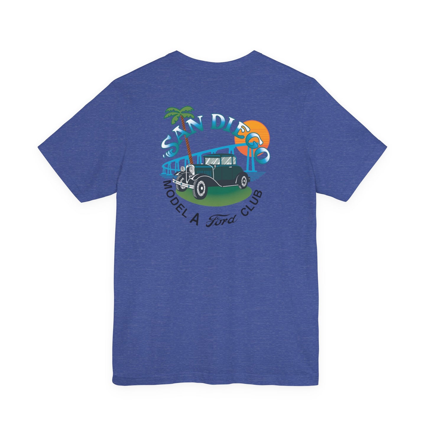 San Diego Model A Ford Club Tee — Small Logo on Chest and Large Logo on Back