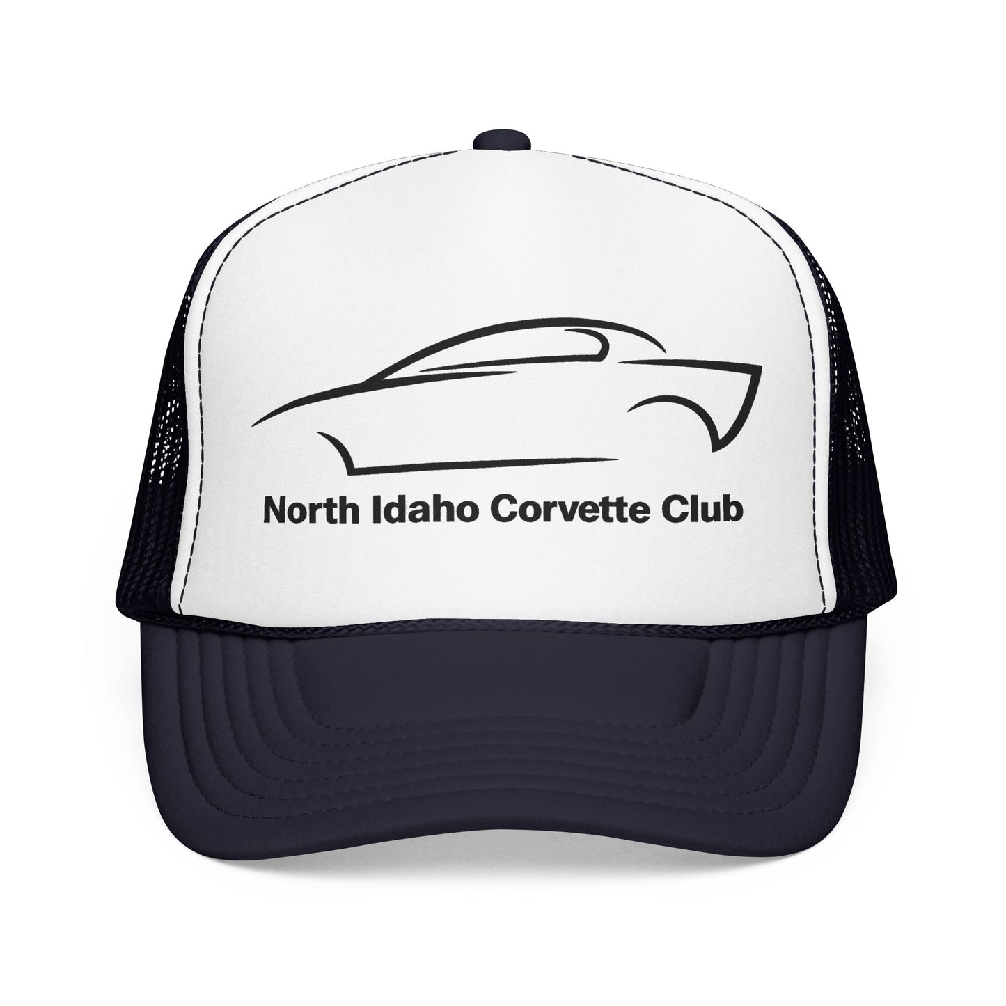North Idaho Corvette Club Printed Trucker Hat – Classic Car Outline Foam Cap