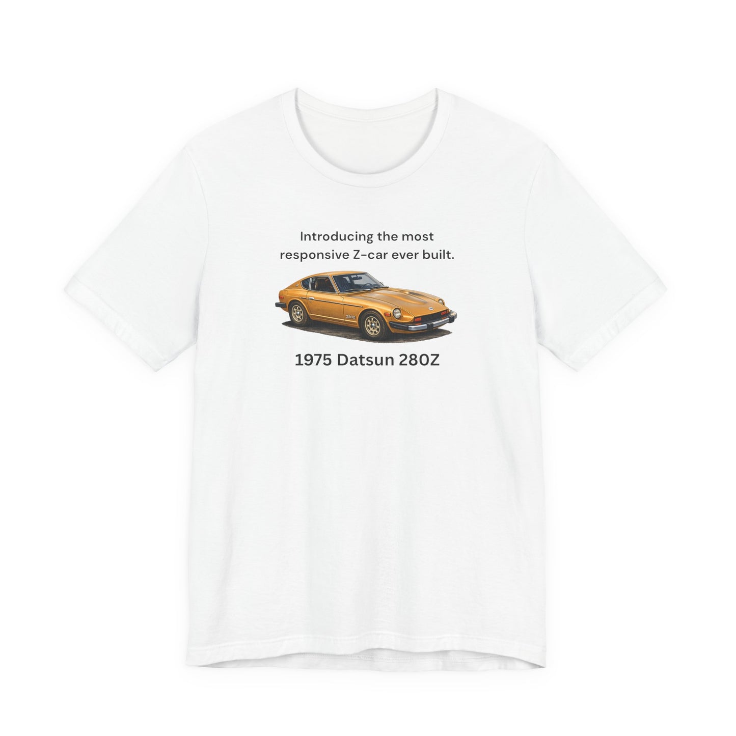 1975 Datsun 280Z Tee — Vintage Sports Car Graphic T-Shirt Black Lettering
