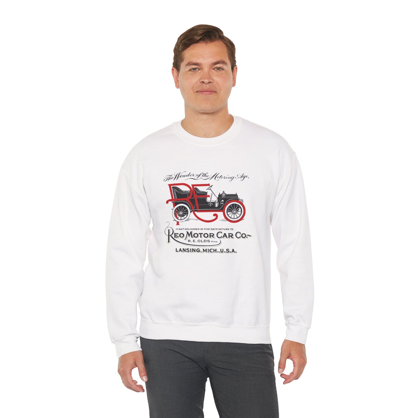 REO Motor Car Co. Crewneck Sweatshirt "The Wonder of the Motoring Age!"