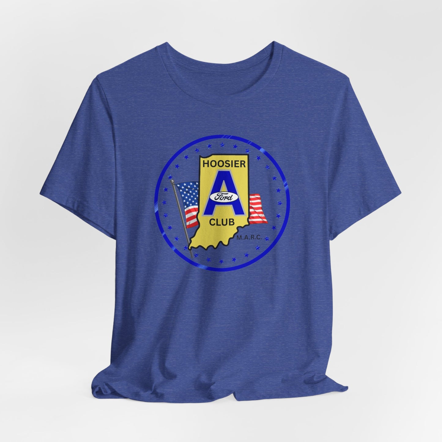 Hoosier A Ford Club T-Shirt — Indiana Flag Patch with American Flags