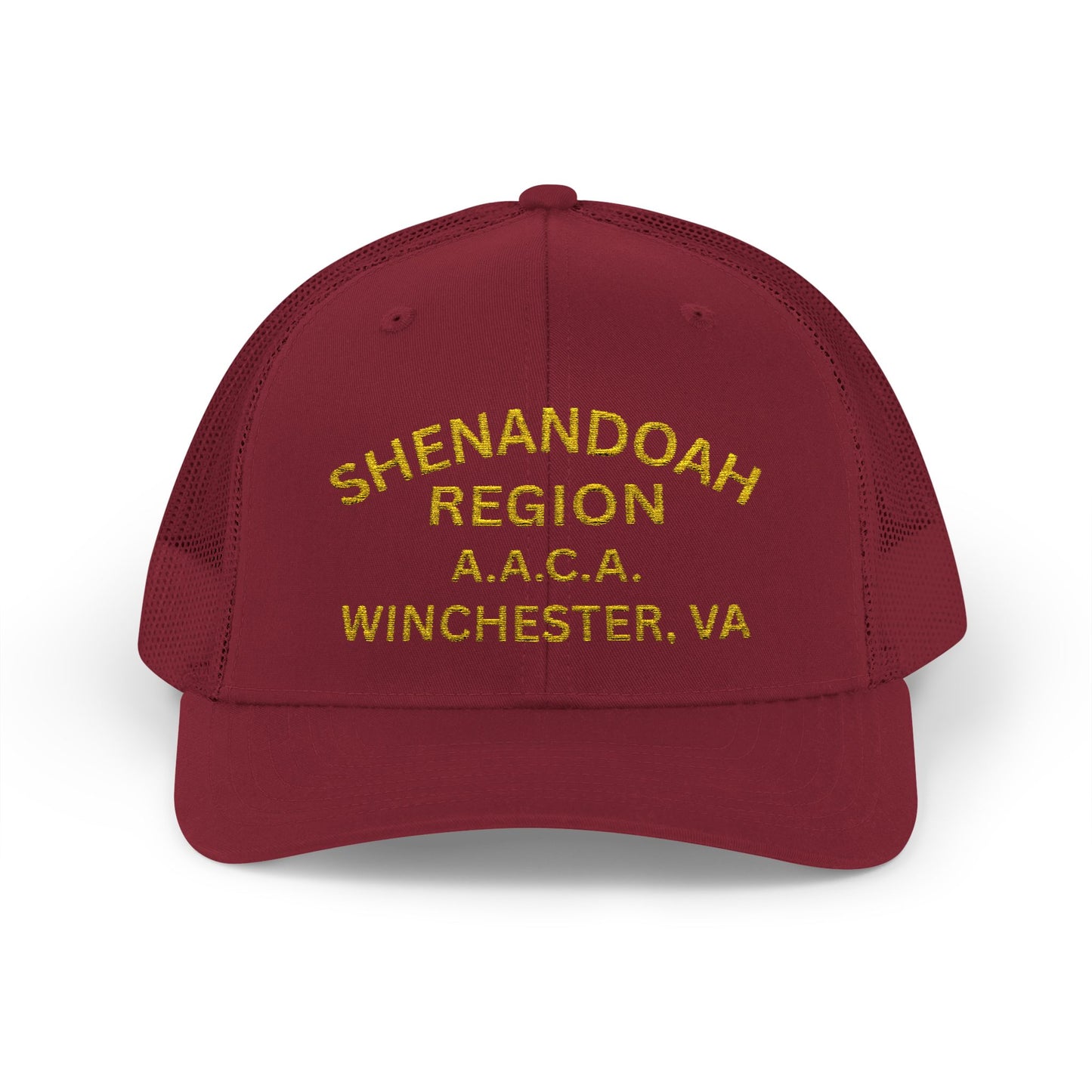 Shenandoah Region Embroidered Trucker Cap — "Shenandoah Region A.A.C.A. Winchester, VA" Mesh Snapback