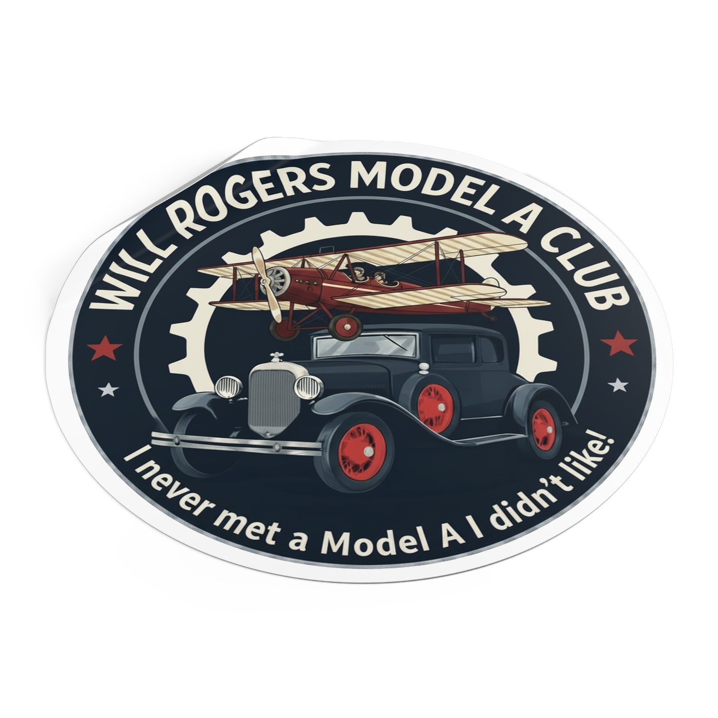 Will Rogers Model A Club Round Vinyl Sticker — Great for your Model A windshield!