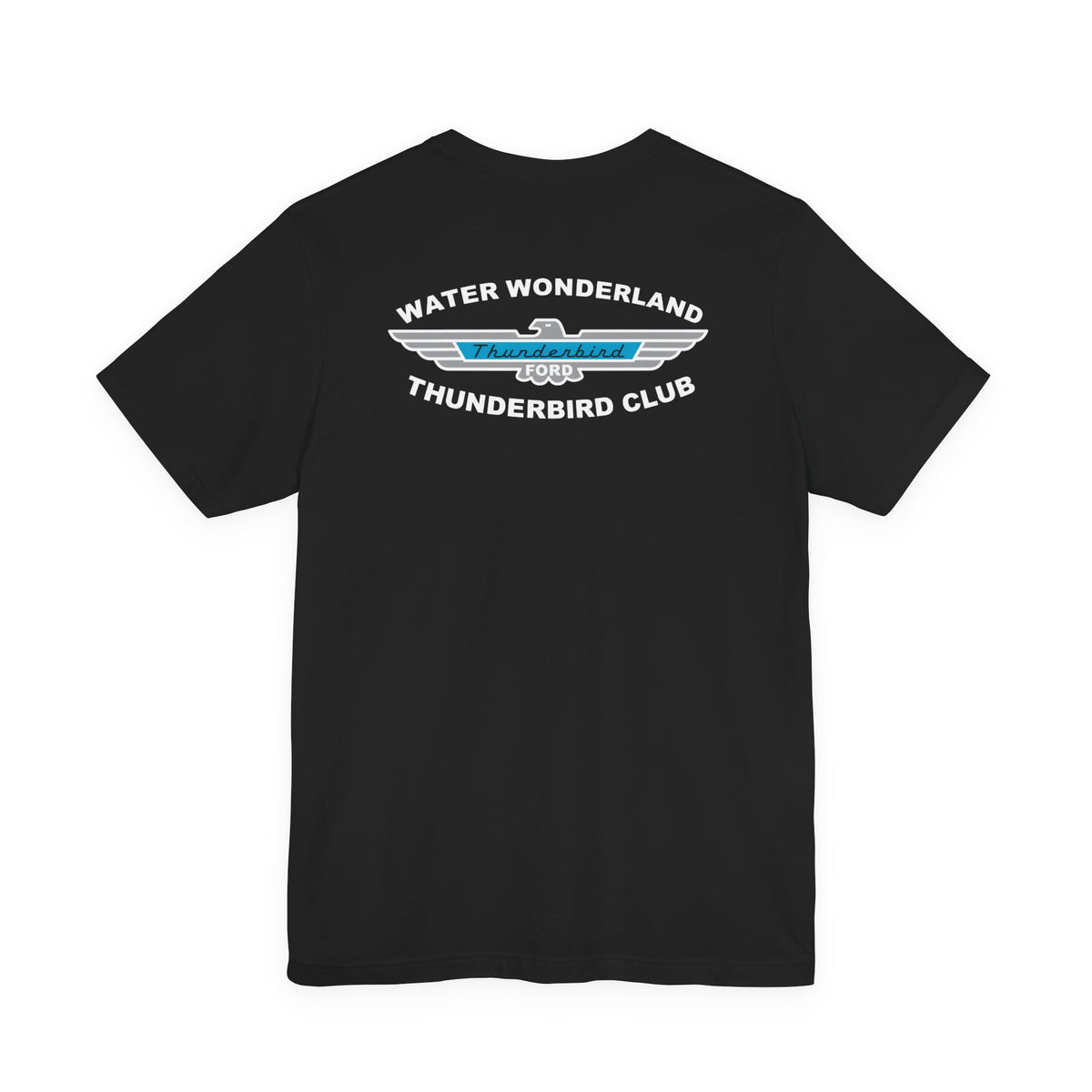 Water Wonderland Thunderbird Club T-Shirt Front and Back Logos – Unisex Soft Short Sleeve Tee