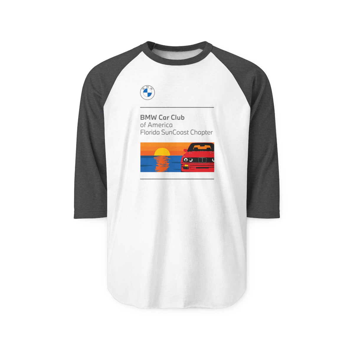 BMW Car Club of America Florida SunCoast Chapter Unisex Three-Quarter Sleeve Raglan Shirt
