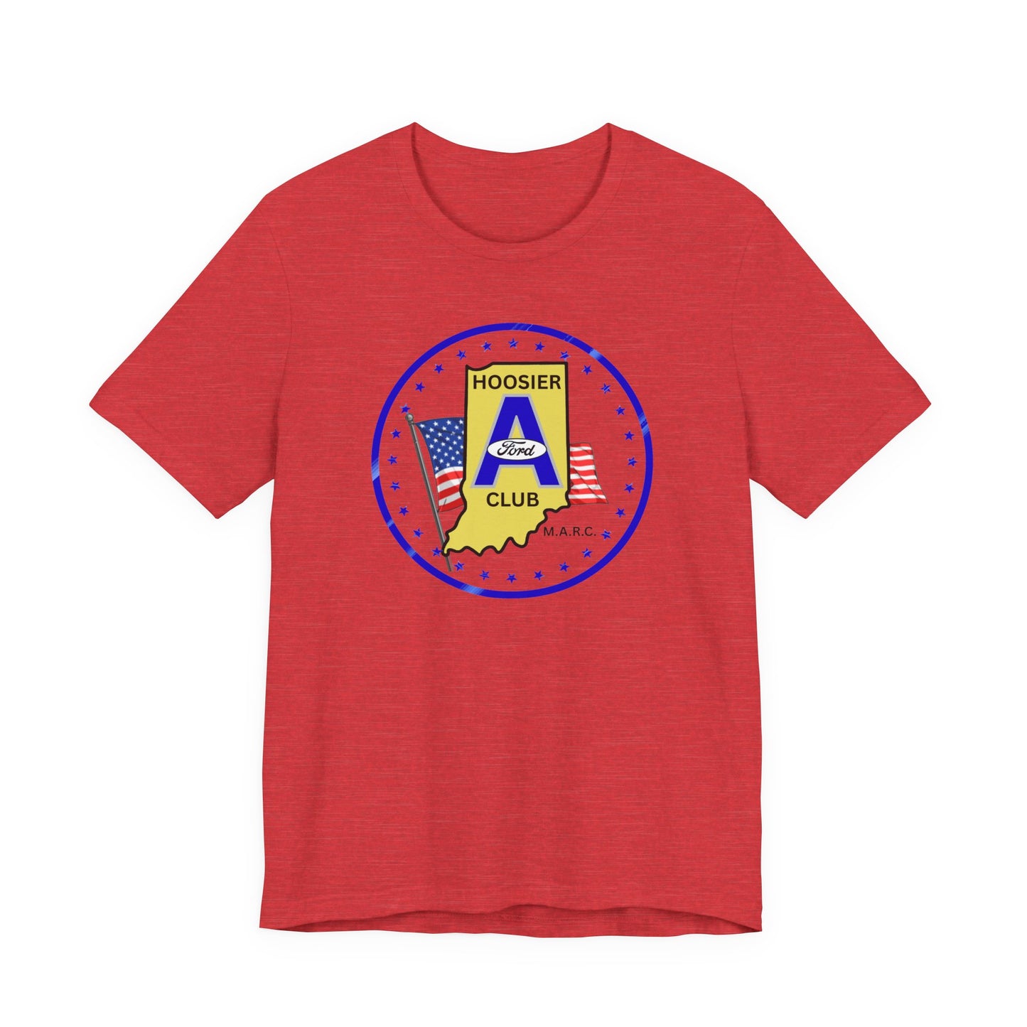 Hoosier A Ford Club T-Shirt — Indiana Flag Patch with American Flags