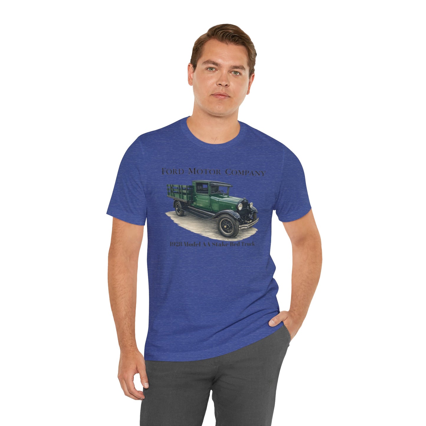 1928 Ford Model AA Stake Bed Truck T-Shirt —  Unisex Jersey Short Sleeve Tee