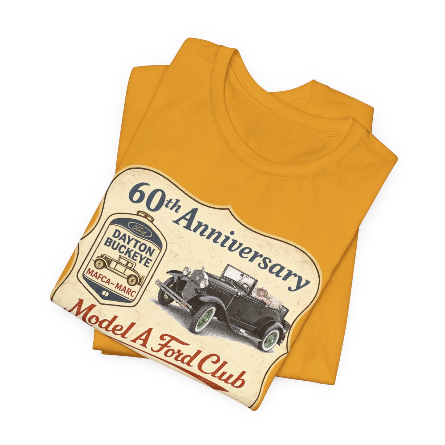 Dayton Buckeye Model A Ford Club 60th Anniversary Tee Roadster (LTG) - Unisex Jersey Short Sleeve Tee