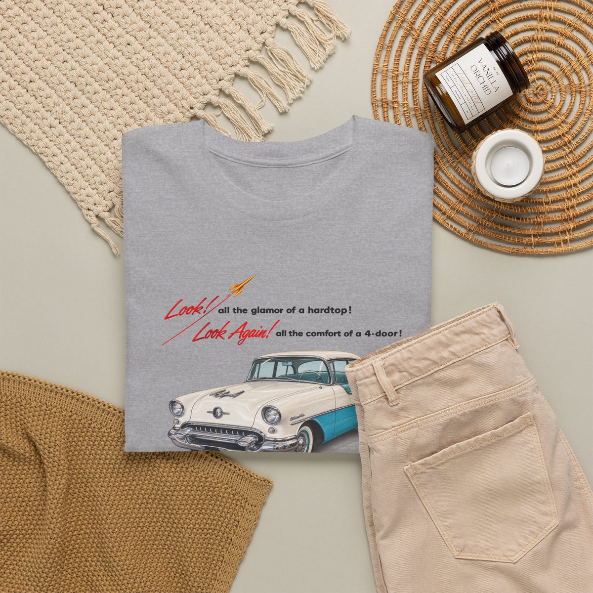 Oldsmobile Retro 1950s Cruiser Graphic T-Shirt - Unisex Heavy Cotton Tee (TeresaT)