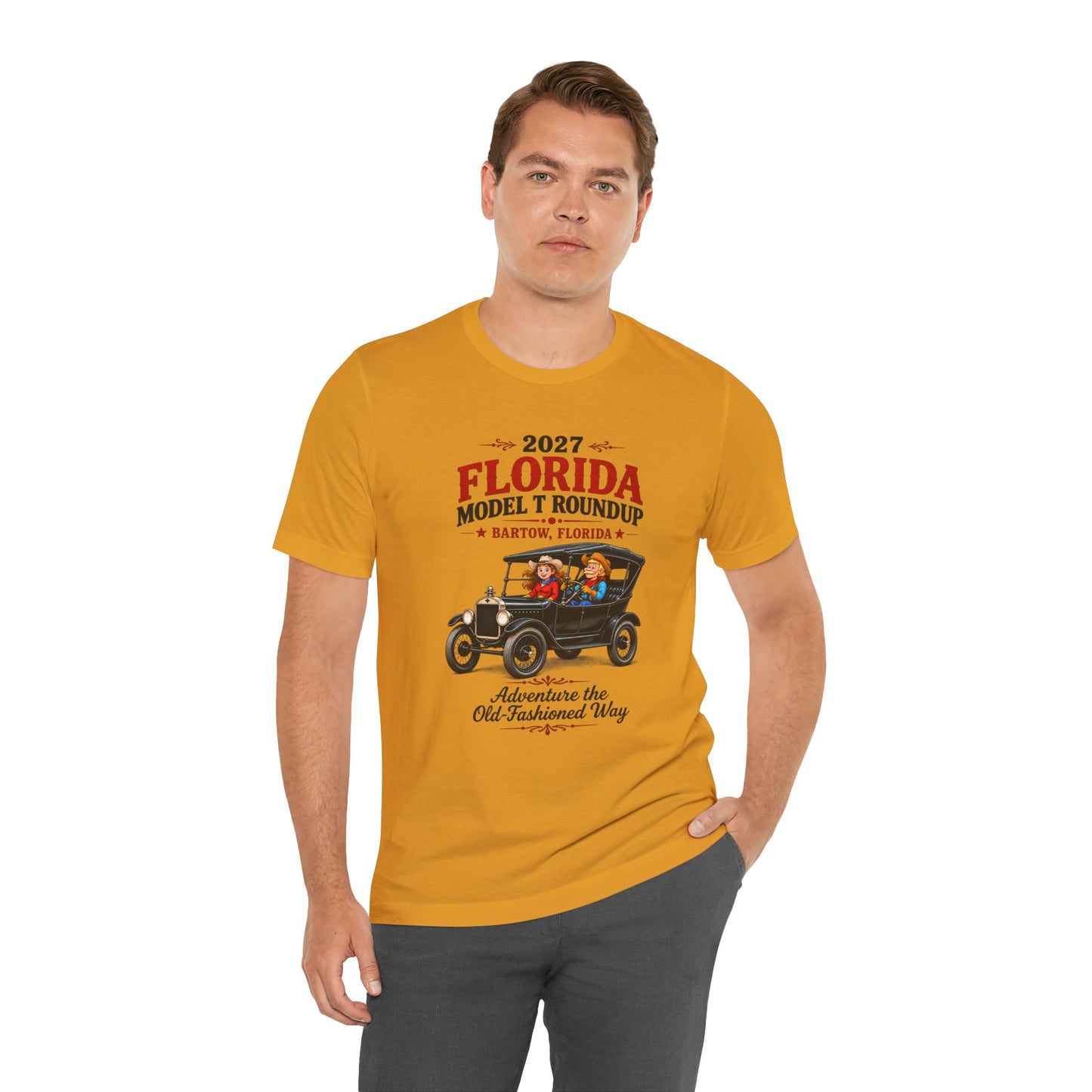 Florida Model T Roundup 2027 Soft-Style T-Shirt — Front Graphic