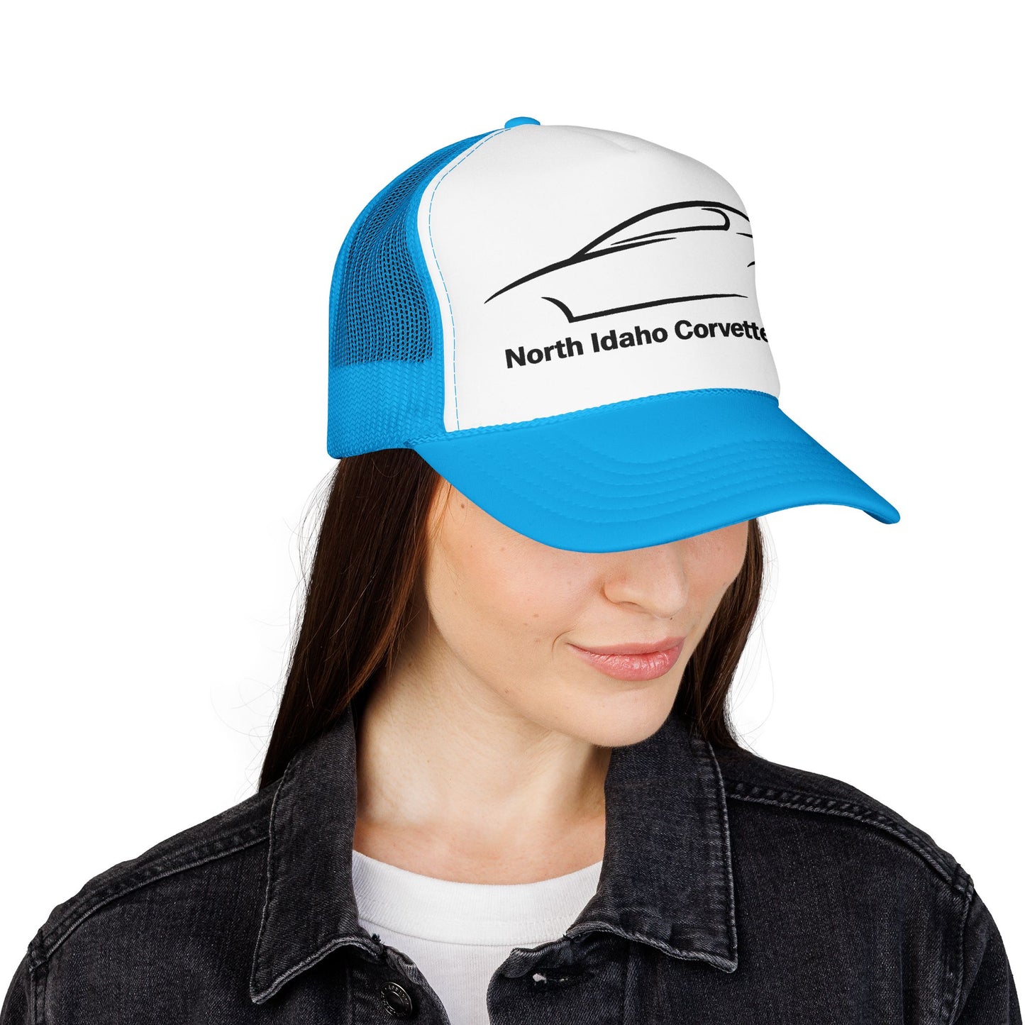 North Idaho Corvette Club Printed Trucker Hat – Classic Car Outline Foam Cap