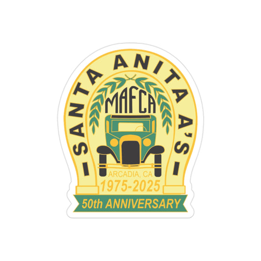 Santa Anita A's MAFCA 50th Anniversary Die-Cut Sticker | Transparent Outdoor Sticker (Great for your car trailer!)